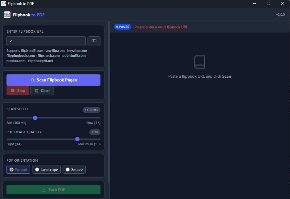 Flipbook to PDF — home screen