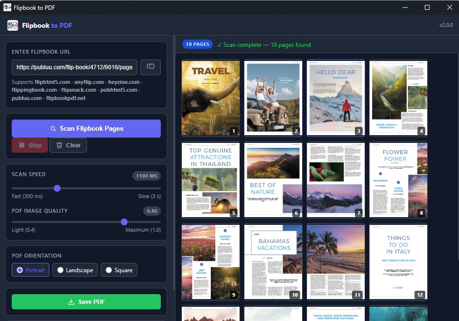 Flipbook to PDF — scan result showing 18 pages